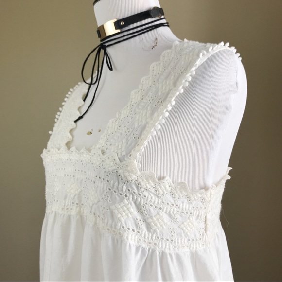 AE White Eyelet Embellished Boho Sleeveless Tank - Picture 5 of 8